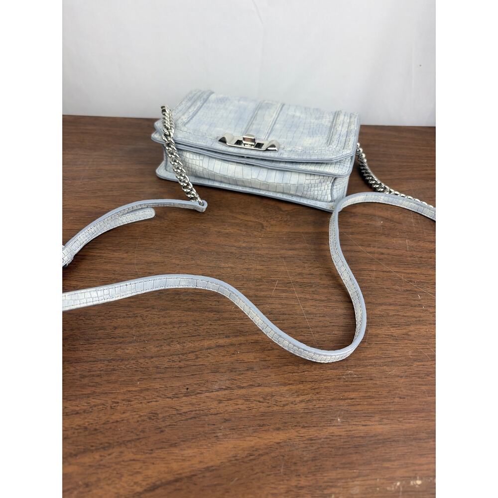 Rebecca Minkoff Small Love Crossbody Bag Silver Croc Embossed Leather - Picture 7 of 7